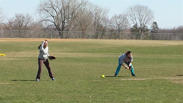 Fielding some balls.
