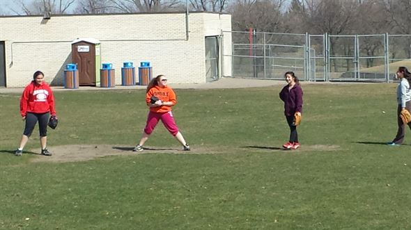 Enjoying the sun (finally) during practice.