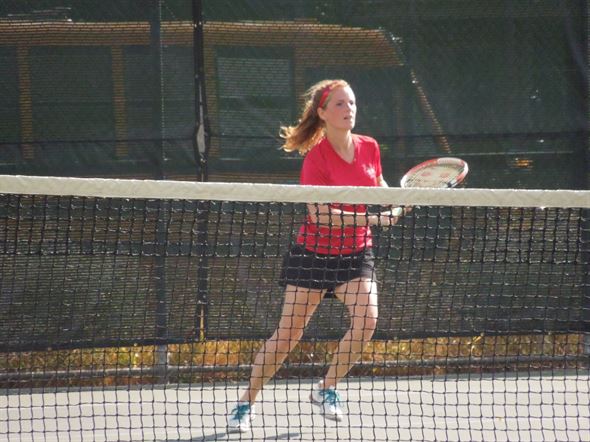 Singles player in action